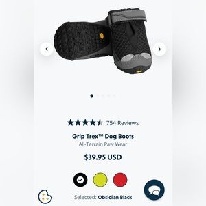 Ruffwear Grip Trex Dog Boots. Obsidian Black. Size 2.25.